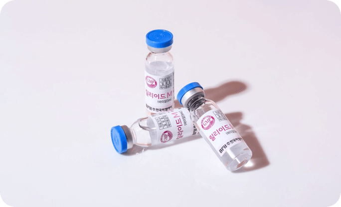 Genuine Lilied M premium hyaluronic acid vials for high-purity skin hydration treatment at Lijin Clinic.