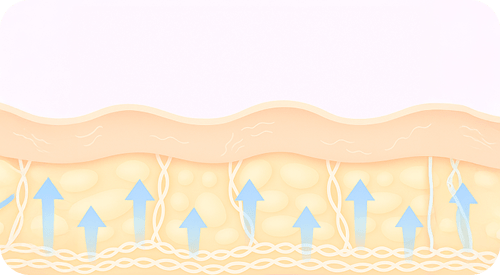 Skin tightening illustration with upward arrows indicating lifting effect