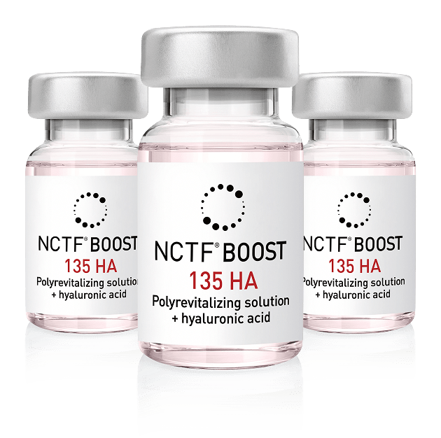 Polyrevitalizing vials of FILLMED NCTF 135 HA for cellular rejuvenation at Lijin Clinic.