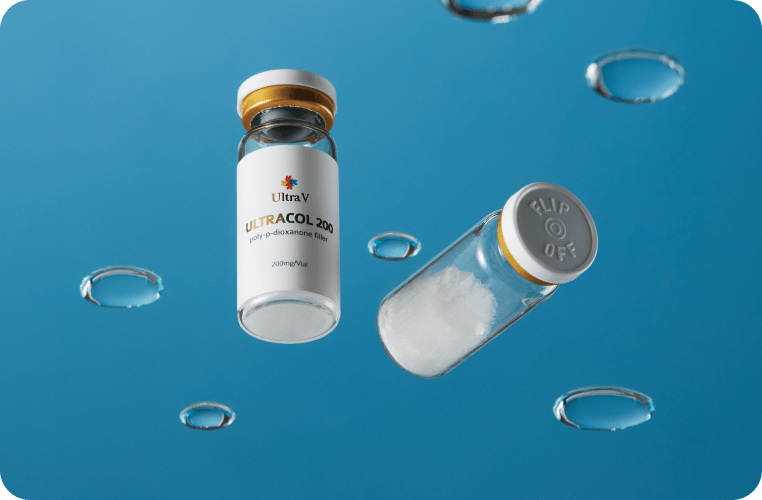 Genuine Ultra V Ultracol 200 PDO filler vials for long-lasting collagen synthesis at Lijin Clinic.