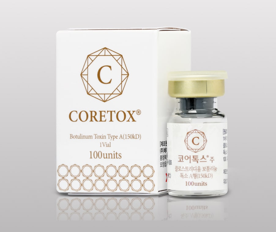 Genuine Coretox 100-unit botulinum toxin solution at Lijin Clinic.